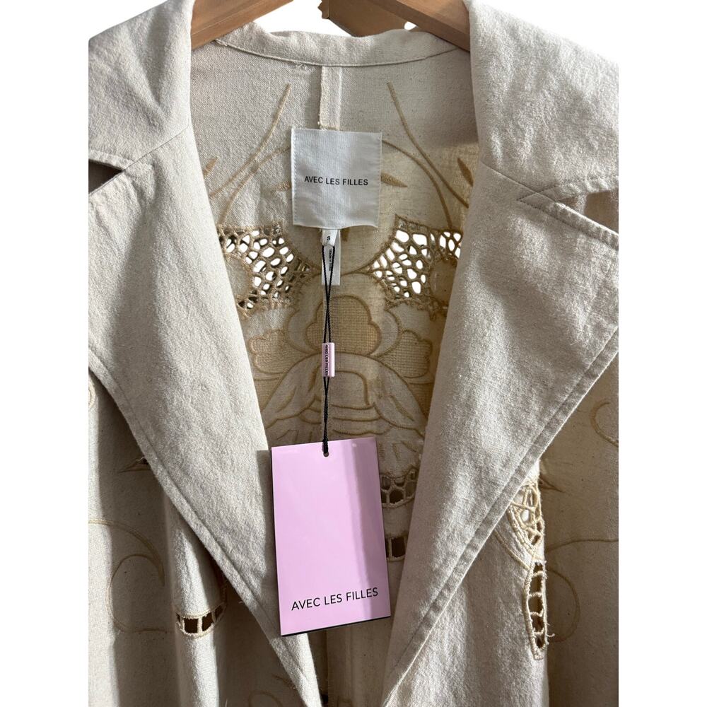 Avec Les Filles Cutwork Linen Trench Coat - Picture 6 of 7